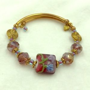 Hand Blown Glass Bead Bangle